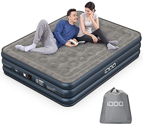 iDOO Luftmatratze, Luftbett Selbstaufblasend mit Elektrischer Luftpumpe, Schnelles Aufblasen/Luftablassen in 3 Minuten aufblasbare matratze, für Campingausflüge urlaube 203x152x46cm 295kg MAX, Doppel