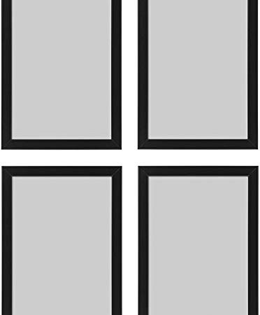 Ikea Fiskbo Bilderrahmen, A4, 21 x 30 cm, schwarz, 4 Stück, Pappe, Faserplatte, Folie, Polystyrol-Kunststoff, Acrylfarbe, Schwarz , 21x30cm