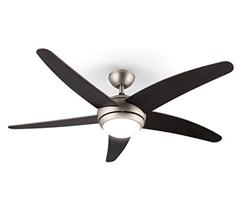 Klarstein Bolero - 2-in-1-Deckenventilator 134cm durchmessender Ventilator, Leuchte 55W Leistung, Holzflügel, Fernbedienung, 50 dB, 3 Drehgeschwindigkeiten: schnell, mittel, langsam, Walnuss