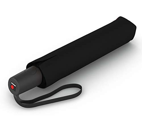 Knirps Taschenschirm I.200 Medium Duomatic - Exklusives Griff-Design - Kompakt - Große Drucktaste - Windkanal getestet - Schwarz