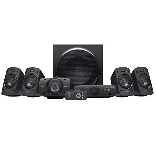 Logitech Z906 5.1 Sound System, Lautsprecher mit 1000 Watt Surround Sound, THX, Mehrere Audio-Eingänge, Fernbedienung, EU Stecker, PC/PS4/Xbox/Stereo-Anlage/TV/Smartphone/Tablet - Schwarz