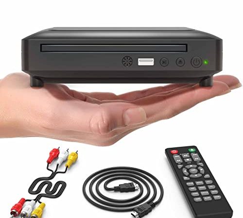 Mini DVD-Player für TV HD DVD CD Player mit 1080P Upscaling, HDMI/AV-Ausgang, Alle Regionen frei integriertes PAL/NTSC-System, USB-Eingang