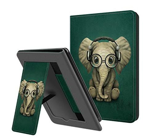 OLAIKE Faltbare Hülle für neuen Kindle (10. Gen -Modell 2019), Auto Wake / Sleep, Freisprech-Standabdeckung mit Handschlaufe (Nicht für Kindle Paperwhite geeignet),Der Elefant