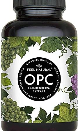 OPC Traubenkernextrakt - 240 Kapseln - Höchster OPC Gehalt nach HPLC - Laborgeprüftes OPC aus französischen Weintrauben - 1000mg Extrakt mit 700mg OPC - Vegan, in Deutschland produziert