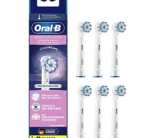 Oral-B Sensitive Clean Aufsteckbürsten für elektrische Zahnbürste, 6 Stück, sanfte Zahnreinigung, ultra-dünne Borsten-Technologie
