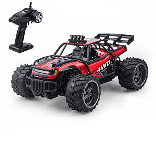 Rhybor Ferngesteuertes Auto 25 Km/h 1:14 RC Monster Truck Crawler 4WD Spielzeug RC LKW mit 45 Minuten Spielzeit 2,4 GHz RC Car mit 2 Batterien Fernbedienung Auto Spielzeug für Kinder & Erwachsene