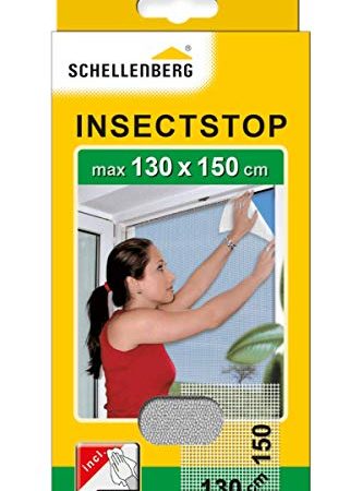 Schellenberg 50714 Fliegengitter für Fenster, Insektenschutz ohne Bohren, zuverlässiger Schutz gegen Mücken und Fliegen, inkl. Befestigungsband, 130 x 150 cm, weiß