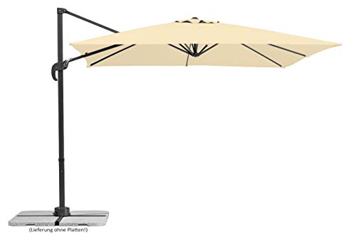 Schneider Sonnenschirm Rhodos Junior, natur, 270 x 270 cm quadratisch, 786-02, Gestell Alu/Stahl, Bespannung Polyester, 18 kg