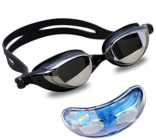 Schwimmbrille Anti Beschlag Wasserdicht UV-Schutz,Klare Sicht Weiche Silikondichtung, Professionelle Schwimmbrille mit Verstellbarer Schnalle für Männer Frauen Erwachsene Junioren