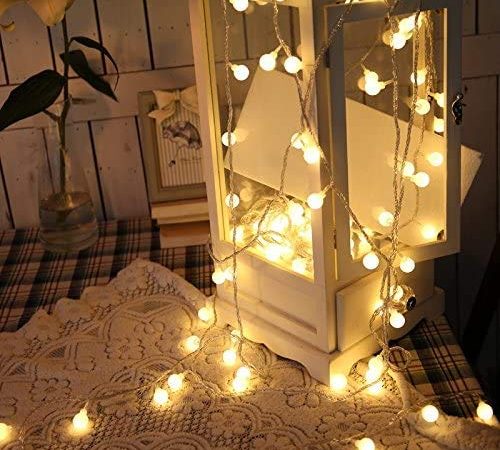 SUPERKIT Globe Lichterkette Warmweiß Außen/Innen LED lichterkette Warmweiß 40LED Außenlichterkette Wasserdicht Beleuchtung Weihnachtsbeleuchtung für Weihnachten Halloween Hochzeit 6M