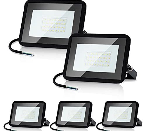SWANEW LED Strahler, 5x20W 1700LM Superhell Außenstrahler, 6000K Kaltweiß LED Fluter, Superhell LED Fluter Außenstrahler IP66 wasserdicht Aluminium Scheinwerfer Licht für Hof oder Hote