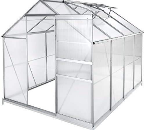 TecTake Aluminium Gewächshaus Gartengewächshaus Treibhaus - Diverse Modelle - (250x185x195 cm mit Fundament | Nr. 402475)