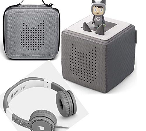 Toniebox Starterset Grau + Ordnungsbox für viele Tonies + Kinderkopfhörer Tonie-Lauscher