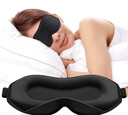 Umisleep 2022 Schlafmaske für Seitenschläfer, 3D Schlafmaske für Herren, Frauen,Weiche und Atmungsaktive Augenmaske Schlafmasken,100% Lichtblockierende Schlafbrille mit Verstellbarem Riemen für Reisen