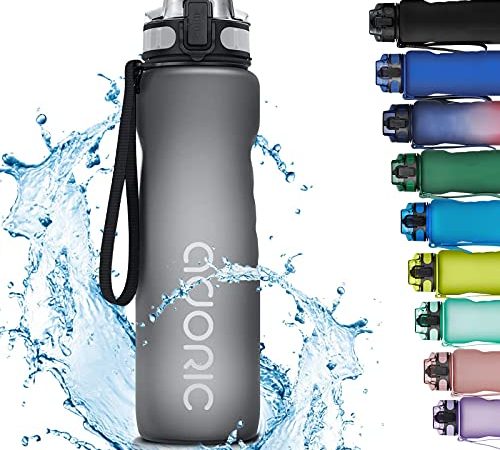 Adoric Sport Trinkflasche, [BPA Frei Tritan] 1000ML Auslaufsicher Kunststoff Wasserflasche Sport, Sportflasche Fahrrad für Camping Freien, Outdoor, Yoga, Gym