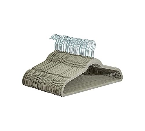 Amazon Basics Schmale und Rutschfeste Kleiderbügel für Hemden/Anzug/Kostüm - 50er-Pack, Grau