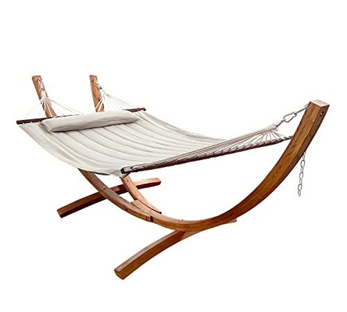 AXI Hawaï Hängematte für 2 Personen mit Gestell aus Holz | Outdoor Hängematten-Set mit Holzgestell & XXL Hängematte in Beige