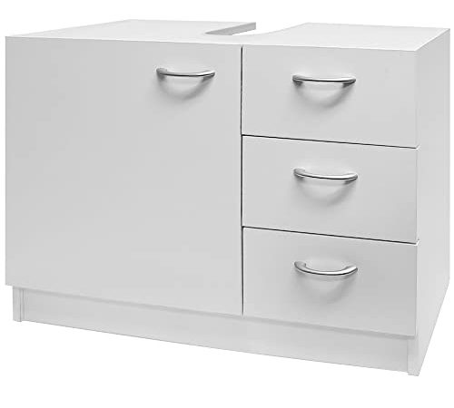 Deuba Waschbeckenunterschrank 3 Schubladen 63x54x30cm Badezimmer Unterschrank Waschtischunterschrank Badschrank weiß