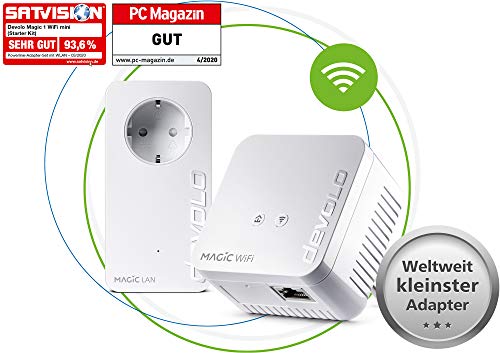 devolo 8569 WLAN Powerline Adapter, Magic 1 WiFi mini Starter Kit -bis zu 1.200 Mbit/s, Mesh WLAN Verstärker, 1x LAN Anschluss, dLAN 2.0, weiß