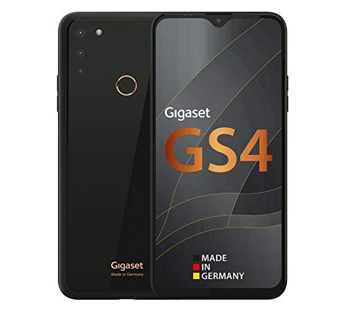 Gigaset GS4 Smartphone - Made in Germany - leistungsstarker 4300mAh Akku mit Schnellladefunktion - 6,3 Zoll Full HD+ V-Notch Display - NFC - 4GB RAM+64GB interner Speicher - Android 10 - Deep Black