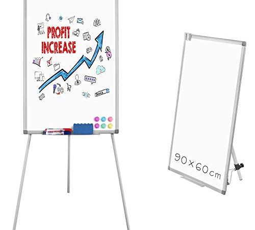 GRANDMA SHARK Flipchart Staffelei Whiteboard, höhenverstellbares Stativ mit magnetischem Whiteboard zum Trockenwischen (900 × 600 mm)