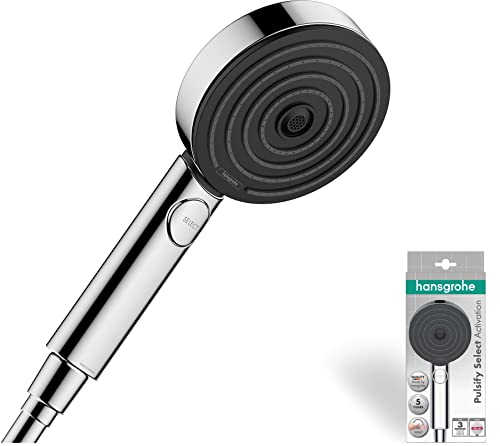 hansgrohe Duschkopf Pulsify Select S, Duschbrause wassersparend, 3 Strahlarten Activation, Antikalk-Funktion, Chrom
