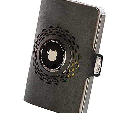 I-CLIP Original Silver Radio Impact Black, Kompatibel mit AirTag* Geldbörse, Kartenetui, Geldbeutel, Wallet
