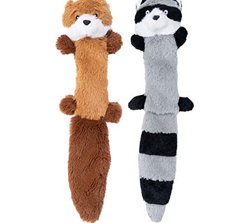 JOYELF Plüsch Quietschendes Hundespielzeug, Kuscheltiere für Hund, Fuchs und Waschbär mit Crinkle Paper