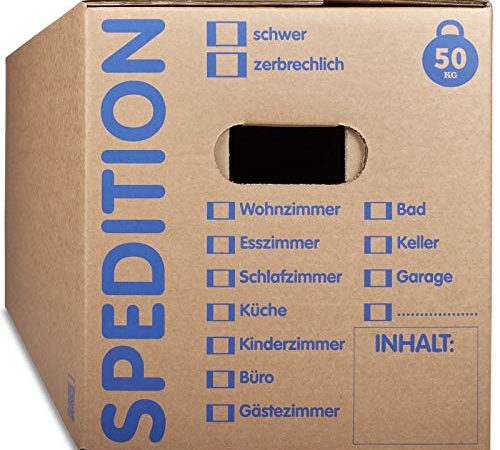 KK Verpackungen® Umzugskartons mit 50KG Tragkraft | 30 Stück, 2-wellige Mehrweg-Umzugskisten in extrastabiler Speditionsqualität