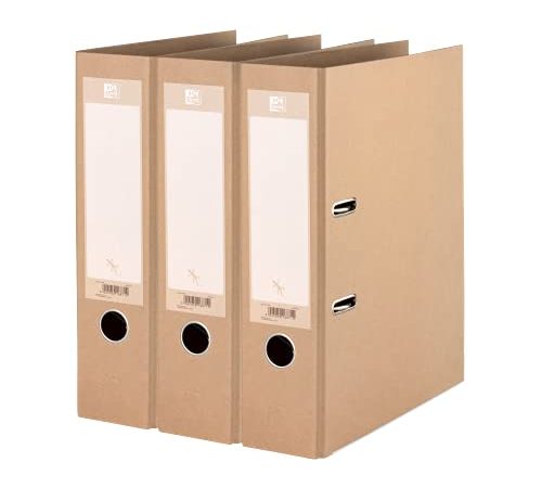 Oxford Ordner A4, 8 cm breit, gut für die Umwelt, in beige, 3 Stück