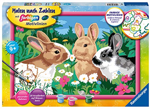 Ravensburger Malen nach Zahlen 28517 - Putzige Häschen - Für Kinder ab 9 Jahren, Yellow
