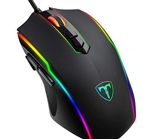 RGB Gaming Maus,Vollion PC Gamer Maus mit 8 Programmierbare Tasten 7200DPI/RGB-Beleuchtung/Anpassbare Spielprofile,USB-Wired Maus mit ergonomisches Design für MMO, MOBA oder FPS Games für PC/Mac