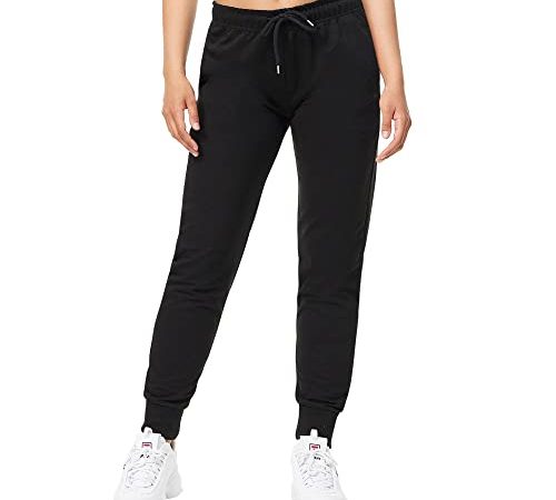 ROSS CAMP Jogginghose Damen - Sporthose Frauen Baumwolle, Trainingshose Fitness High Waist, Sweatpants Slim Fit Freizeithose Lang, Jogging Hose Laufhosen Modern (L, Schwarz)
