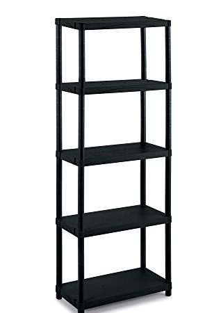 Terry 3060 S 3060/5, Modulares Regal mit 5 Einlegeböden, geeignet für den Innen-und Außenbereich. Farbe: Schwarz, Material: Kunststoff, Abmessungen: 60x30x174 cm, 60x30x165 cm