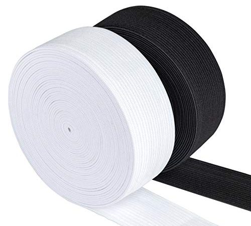 Agoer Gummiband 30mm Breit Weiß Schwarz - 2 Stück 12 Meter (13 Yards) Gummilitze Elastisches zum Nähen, Elastic Band für Haushalt DIY Handwerk (30 MM)