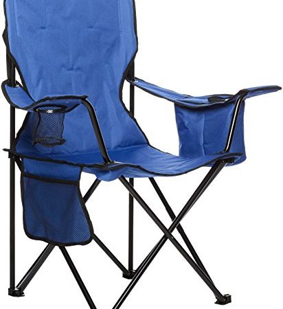 Amazon Basics - Campingstuhl mit Kühlfach, Blau, Gepolstert, XL