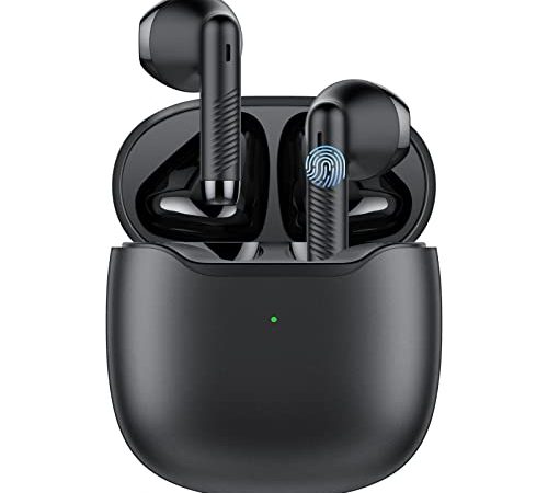 Bluetooth 5.2 Kopfhörer, FAMOO In Ear Kopfhörer Kabellos mit Mikrofon, Hi-Fi-Stereo, Mini-Ladebox mit 30 Std Spielzeit, USB-C Laden, IPX7 wasserdichte für Freizeit, Beruf und Reisen (Schwarz)
