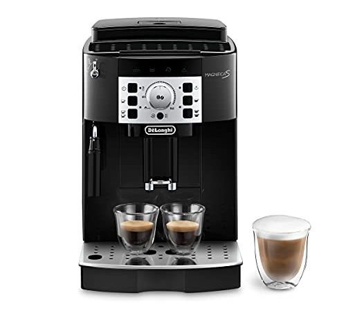 De'Longhi Magnifica S ECAM 22.110.B Kaffeevollautomat mit Milchaufschäumdüse für Cappuccino, mit Espresso Direktwahltasten und Drehregler, 2-Tassen-Funktion, 1,8 Liter Wassertank, Schwarz/Silber
