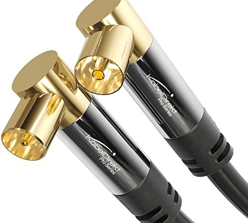 KabelDirekt – Antennenkabel, TV-Kabel, Fernsehkabel 90° gewinkelt – digitales & analoges Kabelfernsehen – 5 m (Winkel-Stecker auf Winkel-Kupplung, 4K, Sky, DVB-C, DVB-T, DVB-S, UKW/DAB Radio)