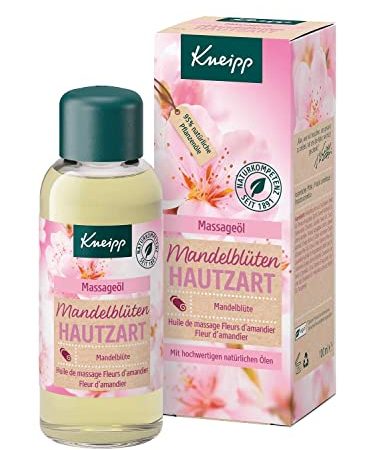 Kneipp Massageöl Mandelblüten Hautzart - hochwertiges Mandelöl mit reichhaltiger Sheabutter, Sonnenblumenöl & Vitamin E - natürlicher Pflegeöl-Komplex - für trockene & sensible Haut - 100ml