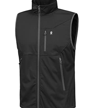 Little Donkey Andy Leichte Softshell-Weste für Herren, Winddichte ärmellose Jacke für Wanderungen Schwarz XL