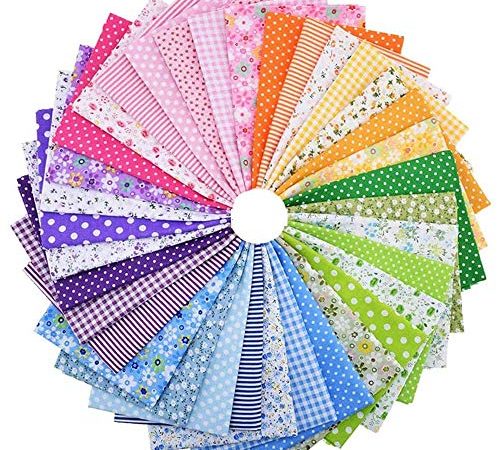 MOTTDAM 70 Stück Patchwork Stoff Paket,25 cm x 25 cm Baumwolle Stoff Handwerk Bedruckte Baumwollstoff Meterware für Kleidung,Bettwäsche,Vorhänge,Tischdecken,handgefertigt Material DIY Dekor usw.