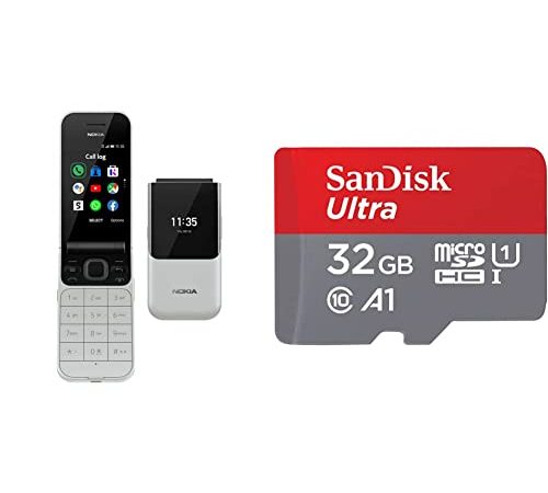 Nokia 2720 Flip Klapphandy (7,1cm (2,8 Zoll), 4GB Interner Speicher, 512MB RAM) grau & SanDisk Ultra 32 GB microSDHC Speicherkarte + SD-Adapter mit A1 App-Leistung bis zu 120 MB/s, Klasse 10, U1