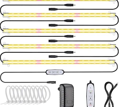 Relassy Pflanzenlampe LED, Pflanzenlicht Vollspektrum Led Grow Lampe mit Auto Timer 12/6/3H, Pflanzen LED Streifen 4 Dimmbare Level Grow light Pflanzenleuchte für Zimmerpflanzen Hydroponic (5/Pack)