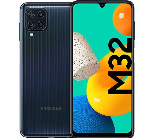 Samsung Galaxy M32 Android Smartphone ohne Vertrag, 6,4-Zoll -Infinity-U-Display, starker 5.000 mAh Akku, 128 GB/6 GB RAM, Handy in Schwarz, deutsche Version exklusiv bei Amazon
