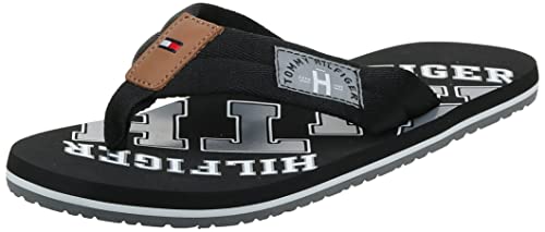 Tommy Hilfiger Herren Essential TH Beach Sandal Zehentrenner, Schwarz (Black 990), 43 EU