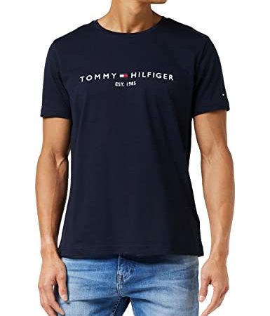 Tommy Hilfiger Herren Tommy FLAG HILFIGER TEE Sporttop Regular Fit Sporttop, Blau (Sky Captain 403), Medium ( Herstellergröße:M)