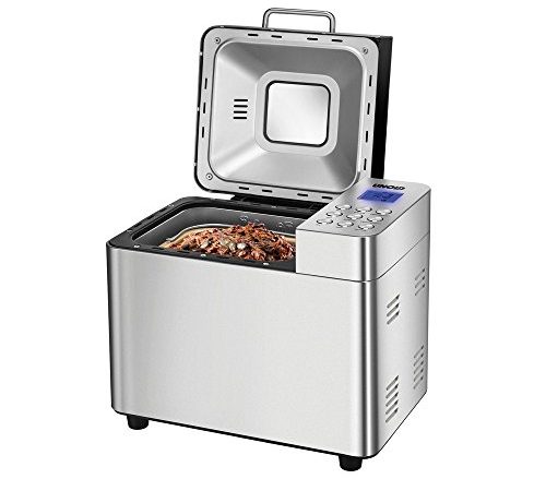 UNOLD Brotbackautomat Backmeister Edel, 550 W, 750-1000 g Brotgewicht, Keramik-Beschichtung, 68456, Silber, L 26,7 cm X B 36,9 cm X H 30,6 cm