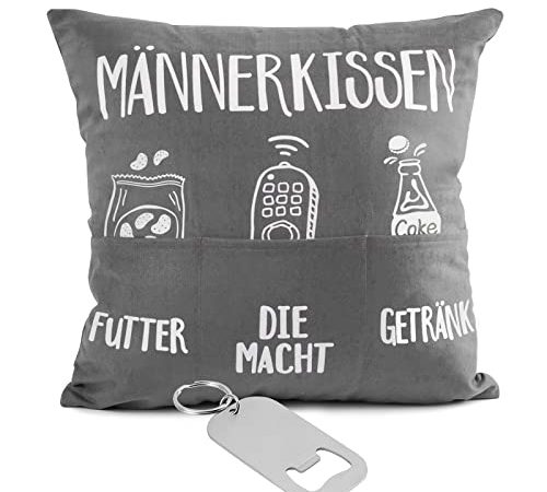 45 x 45cm Kissenbezug Lustige Männer Kissenbezug mit Taschen zum Befüllen Kissenhülle mit Flaschenöffner Schlüsselanhänger Geschenk Kissenbezug für Männer Papa Geschenk zum Geburtstag Vatertag usw.