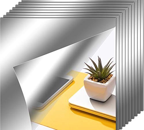 Flexible Spiegelfolien Selbstklebend Glasfrei Spiegelfliesen Spiegel Aufkleber für Wanddekoration zu Hause (10, 6 x 6 Zoll)